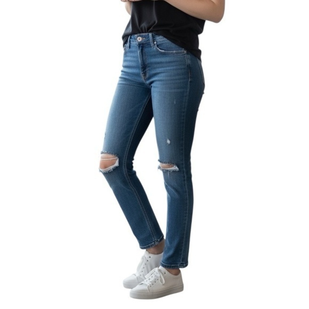 Flying Monkey Straight Leg Distressed Denim Jeans